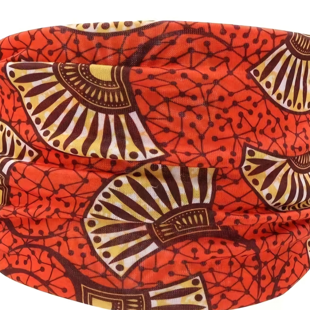 Vibrant Orange and Gold Patterned Headband